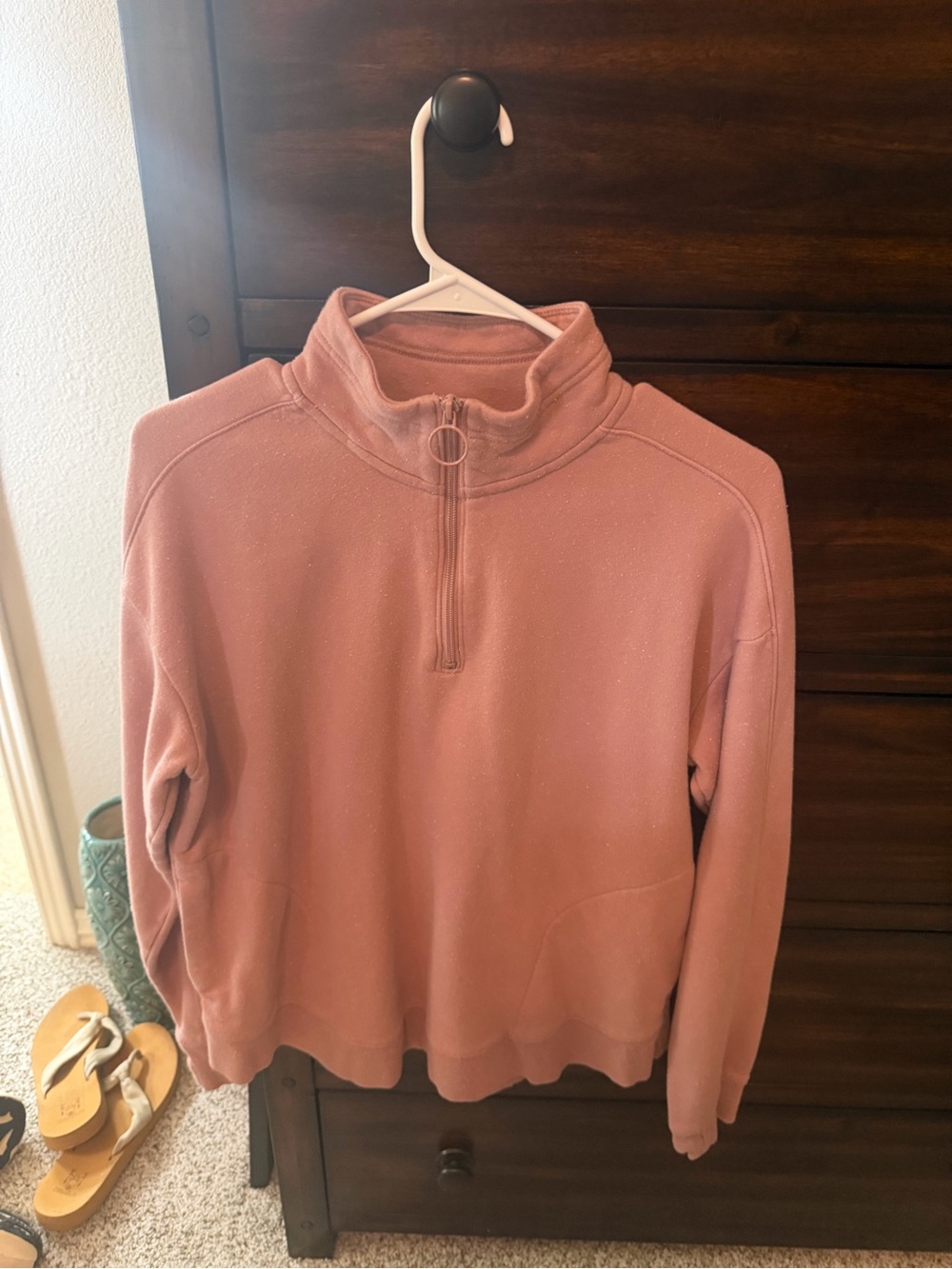 Women's Half-Zip Pullover Sweatshirt - Dusty Rose